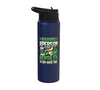 Warning Talk About Reptiles Any Time Chameleon Reptile Lover Stainless Steel Insulated Water Bottle
