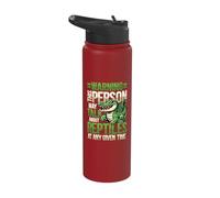 Warning Talk About Reptiles Any Time Chameleon Reptile Lover Stainless Steel Insulated Water Bottle