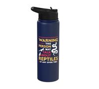Warning Talk About Reptiles Any Time Lizard Reptile Lover Stainless Steel Insulated Water Bottle