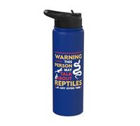 Warning Talk About Reptiles Any Time Lizard Reptile Lover Stainless Steel Insulated Water Bottle