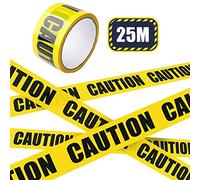 Warning Tape, Yellow Caution Tape Roll Safety Floor Tapes, Black/Yellow Hazard Warning Tape Adhesive Marking Barrier Tape for Workplace/Danger Areas or Halloween Birthday Party (4.8cm x 25m)