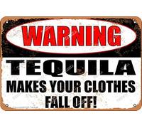 Warning Tequila Makes Your Clothes Fall Off! Iron 20X30 CM Vintage Look Decoration Art Sign for Home Kitchen Bathroom Farm Garden Garage Inspirational Quotes Wall Decor