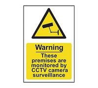 Warning These Premises Are Monitored By CCTV Camera Surveillance Sign - Hazard Warning Health & Safety - Self-Adhesive PVC - 200mm x 300mm