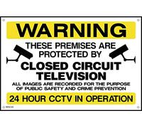 Warning These Premises Are Protected by CCTV Sign- 400mm x 300mm - 1.2mm Rigid Plastic Drilled Sign (MISC48)