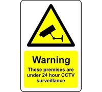 Warning These Premises are Under 24 Hour CCTV Surveillance Safety Sign - 1mm Plastic Sign (200mm x 150mm)