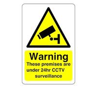 Warning These premises are under 24hr CCTV surveillance Safety sign -1.2mm Rigid plastic 200mm x 150mm