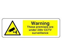 Warning These Premises Are Under 24Hr Cctv Surveillance - safety sign - High tack self-adhesive sticker (150mm x 50mm) Viewing Distance within 3m.