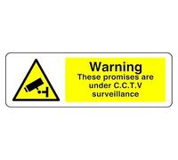 Warning These Promises Are Under C C T V Surveillance - safety sign - 3mm Aluminum Dibond for indoor/outdoor usage (450mm x 150mm) 5m Viewing Distance.