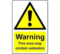 Warning this area may contain asbestos safety sign - Self adhesive sticker (100mm x 150mm)