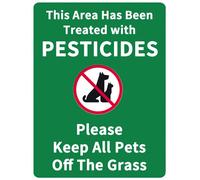 Warning This Area Treated with Pest-icides Keep Pets Off Grass Yard Sign, Not Pets Allowed Sign for Garden Lawn Farm, 8x12 inches Aluminum Metal Plaque for Garden Lawn Farm Man Cave Decor