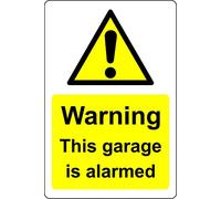 Warning this garage is alarmed - Property Safety sign - 1.2mm Rigid plastic 200mm x 150mm