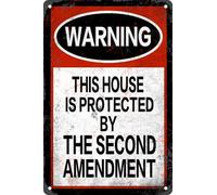 Warning This House is Protected by The Second Amendment Vintage Poster Metal Tin Sign for Home Bar Pub Club Shop Decor Plaque Poster Cafe Wall Art Gift 6x8 Inches