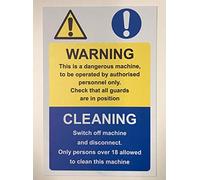 Warning this is a dangerous machine switch off the machine and disconnect Safety sign - 1.2mm Rigid plastic 200mm x 150mm
