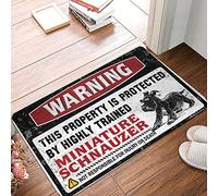 Warning This Property Is Protected By A Highly Trained Miniature Schnauzer Fuzzy For Bedroom Shower Mat | Antifatigue Durable Washable Non Slip Bathroom Outdoor Camper Non Slip(50X80CM)