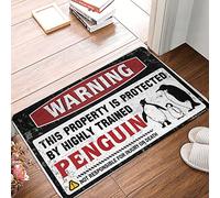 Warning This Property Is Protected By A Highly Trained Penguin, Door Mat -
