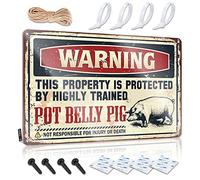 Warning This Property Is Protected By A Highly Trained Pot Belly Pig Tin Aesthetic - Plaque Gift For Cook Vintage Wall Art(30X40CM)