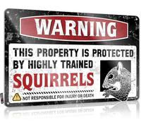 Warning This Property is Protected by a Highly Trained Squirrel Tin Sign For House 8x6 Inch