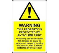 Warning This Property is Protected by Anti-Climb Paint Safety Sign - 1mm Plastic Sign (600mm x 400mm)