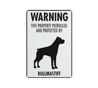 Warning This Property Patrolled And Protected By Bullmastiff Sign 12 X 8 Inches Reflective Aluminum Metal Warning Signage With Symbol For Indoor Outdoor Use