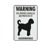 Warning This Property Patrolled And Protected By Goldendoodle Sign 12 X 8 Inches Aluminum Sign Reflective - Uv Protected, Waterproof, Weatherproof And Fade Resistant - 4Pre-Drilled Holes