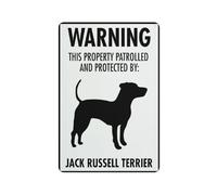 Warning This Property Patrolled And Protected By Jack Russell Terrier 12 X 8 Inches Reflective Aluminum Metal Warning Signage With Symbol For Indoor Outdoor Use