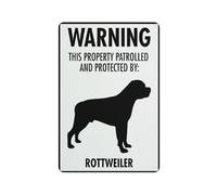 Warning This Property Patrolled And Protected By Rottweiler Sign 12 X 8 Inches Aluminum Sign Reflective - Uv Protected, Waterproof, Weatherproof And Fade Resistant - 4Pre-Drilled Holes