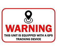 Warning this unit is equipped with a GPS tracking device safety sign 50mm x 33mm - Self adhesive sticker (144)