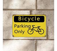 Warning Tin Metal Sign Bicycle Parking Only Road Tin Plaque 8x12in UV Protected Fade Resistance Metal Sign Wall Art for Porch Patio Kitchen Garden Home