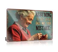 Warning Tin Sign Assuming I'M Just An Old Dald Was Your Mistake. Tin Sign Funny Kitchen Decor Signs For Bedroom Door(30X40CM)
