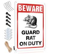 Warning Tin Sign Beware! Guard Rat On Duty Sign Funny Desk Signs Funny Desk Signs ( Size : 30X40CM )
