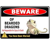 Warning Tin Sign Beware Of Beware If Bearded Dragons Not Pesponsible For Injury Or Death Sign For Gardening Backyard Patio Outdoor Wall Decor 8x12inch