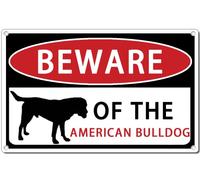 Warning Tin Sign Beware Of The American Bulldog Vintage Wall Art Decorative Sign For Kitchen Diningroom Bathroom 5.5x8inch