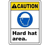Warning Tin Sign Caution Hard Hat Area 3 for Home Coffee Bar Wall Decor