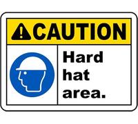 Warning Tin Sign Caution Hard Hat Area 4 for Home Coffee Bar Wall Decor
