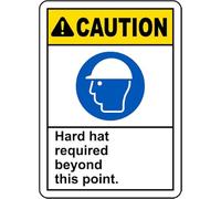 Warning Tin Sign Caution Hard Hat Required Beyond This Point. for Home Coffee Bar Wall Decor