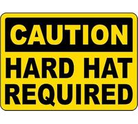 Warning Tin Sign Caution Hard Hat Required for Home Coffee Bar Wall Decor