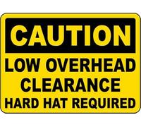 Warning Tin Sign Caution Low Overhead Clearance Hard Hat Required for Home Coffee Bar Wall Decor