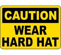 Warning Tin Sign Caution Wear Hard Hat for Home Coffee Bar Wall Decor