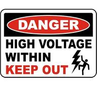 Warning Tin Sign Danger High Voltage Within Keep for Home Coffee Bar Wall Decor 8x12 Inch