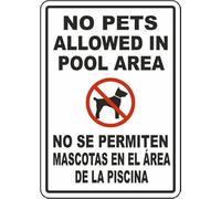 Warning Tin Sign No Pets Allowed In Pool Area; No Se Permiten Mascotas En El Area De La Piscina for Home Coffee Bar Wall Decor