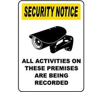 Warning Tin Sign Security Notice All Activities On These Premises Are Being Recorded for Home Coffee Bar Wall Decor