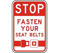 Warning Tin Sign Stop Fasten Your Seat Belts for Home Coffee Bar Wall Decor