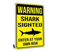Warning Tin Signs,Warning Shark Sighted Enter at Your Own Risk Metal Tin Sign for Men Women,Wall Decor for Bars,Club, Restaurants,Cafes Pubs 12x16 Inch