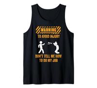 Warning To Avoid Injury Funny Handyman Dad Repair Mechanic Tank Top