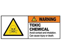 WARNING - TOXIC CHEMICAL - Warning Sign Removable Self Adhesive Label - 100mm x 148mm - Pack of 4