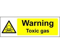 Warning toxic gas Safety sign - Self adhesive sticker 150mm x 50mm