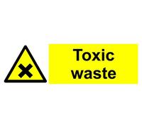 Warning Toxic Waste Safety Sign - 1.2mm Rigid Plastic 300mm x 100mm