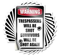 Warning Trespassers Will Be Shot Survivors Will Be Shot Again Bumper Western - Lake House Decor Sticker Self Adhesive Sticker(8X12CM)