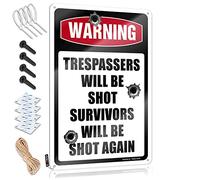 Warning Trespassers Will Be Shot Survivors Will Be Shot Again Signs Hanging | Vintage Presents Decorative Wall Art(30X40CM)