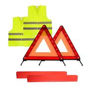 Warning Triangle, Fold Up Car Warning Safety Triangle Road-Side Kit, 2pcs Reflective Emergency Warning Triangle Kit and Foldable Reflective Safety Vest for Driving Travel